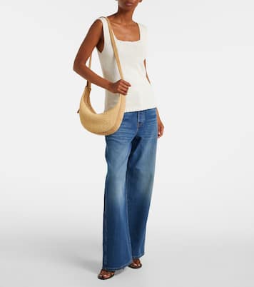 Sac à bandoulière Augustina Small en raphia et daim | Khaite