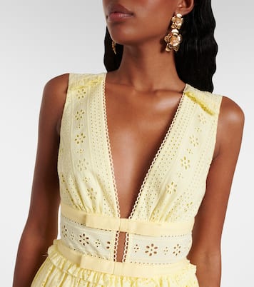 فستان قصير من القطن بتطريز إنجليزي | Self-Portrait