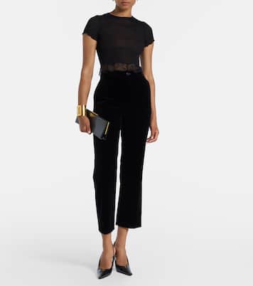 Cotton velvet cropped flared pants | Saint Laurent