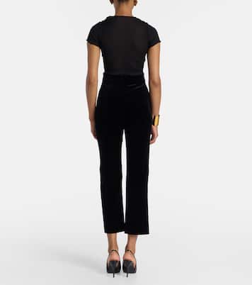 Cotton velvet cropped flared pants | Saint Laurent