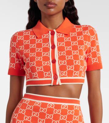 GG cropped cotton jacquard cardigan | Gucci