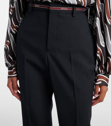 Logo wool straight pants | Gucci