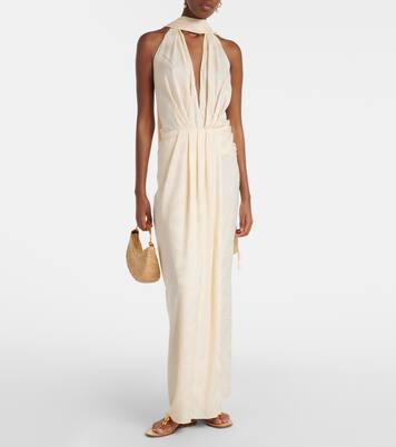 Scarf-detail jacquard maxi dress | Johanna Ortiz