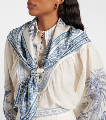 Bedrucktes Tuch Villa Romantica aus Seide | Alémais