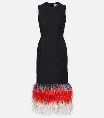 Zua feather-trimmed midi dress | Roksanda