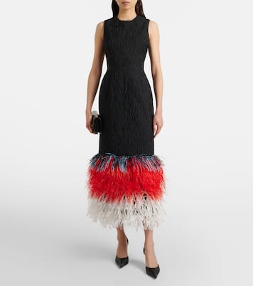 Zua feather-trimmed midi dress | Roksanda
