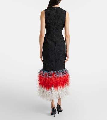 Zua feather-trimmed midi dress | Roksanda