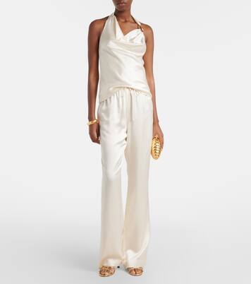 Pantaloni flared Elise in raso di seta | Rebecca Vallance