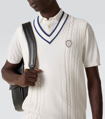 Cable-knit embroidered cotton sweater vest | Brunello Cucinelli