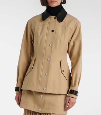 Talla leather-trimmed cotton blouson jacket | Veronica Beard