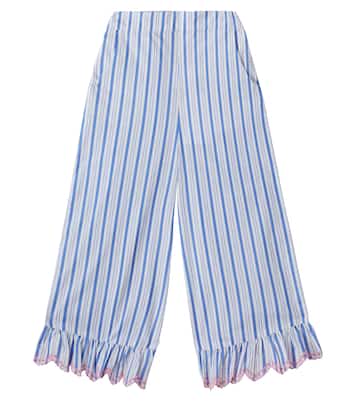 Pantaloni Loukini in cotone a righe con volant | Louise Misha