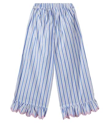 Pantaloni Loukini in cotone a righe con volant | Louise Misha