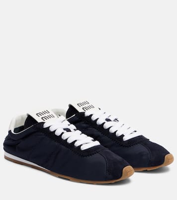 Plume suede-trimmed sneakers | Miu Miu