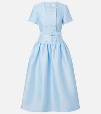 Belted taffeta midi dress | Self-Portrait
