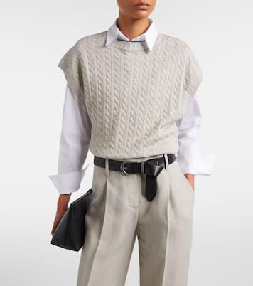 Cable-knit cotton-blend sweater | Brunello Cucinelli