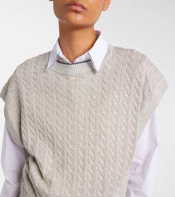 Cable-knit cotton-blend sweater | Brunello Cucinelli