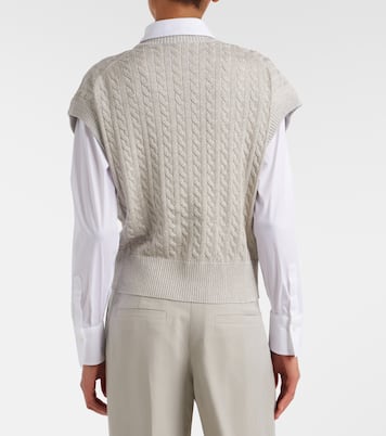 Cable-knit cotton-blend sweater | Brunello Cucinelli
