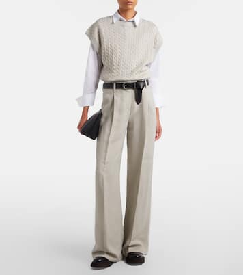 Cable-knit cotton-blend sweater | Brunello Cucinelli