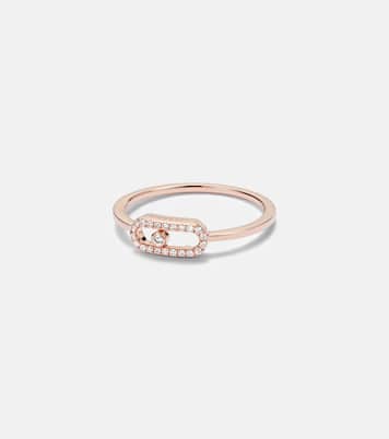 Move Uno 18kt rose gold ring with diamonds | Messika