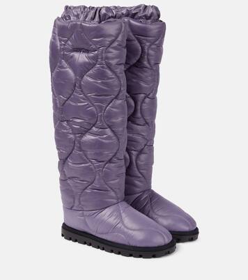 Padded knee-high nylon boots | Miu Miu