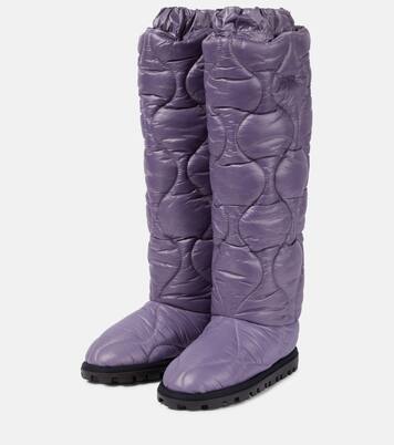 Padded knee-high nylon boots | Miu Miu