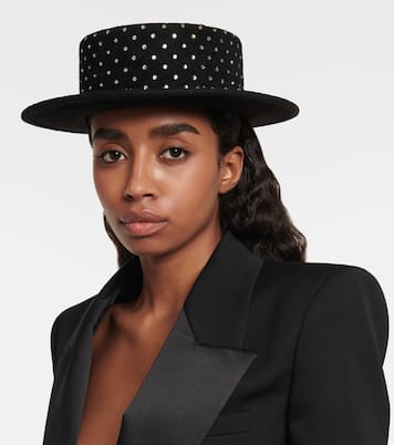 Embellished felt canotier hat | Ruslan Baginskiy