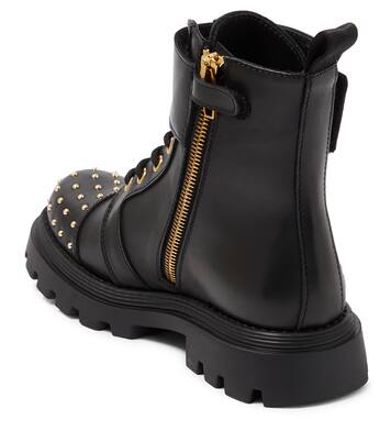 Stud-embellished leather boots | Balmain Kids
