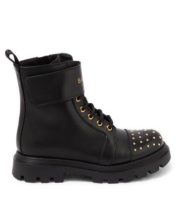 Stud-embellished leather boots | Balmain Kids