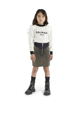 Stud-embellished leather boots | Balmain Kids