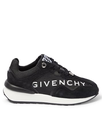 Logo leather, suede and canvas sneakers | Givenchy Kids