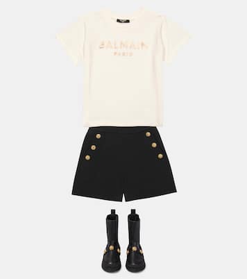 Embellished leather boots | Balmain Kids