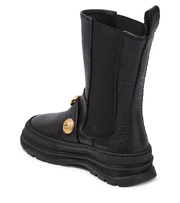 Embellished leather boots | Balmain Kids