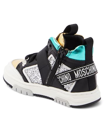 Logo leather high-top sneakers | Moschino Kids