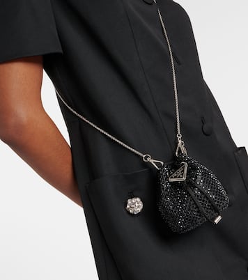Mini embellished satin bucket bag | Prada