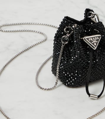 Mini embellished satin bucket bag | Prada