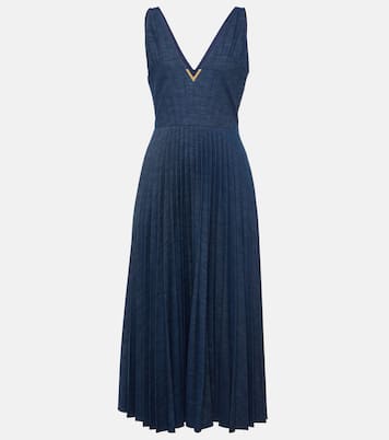 VGold plissé chambray maxi dress | Valentino