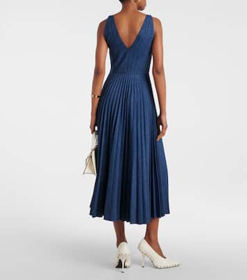 VGold plissé chambray maxi dress | Valentino