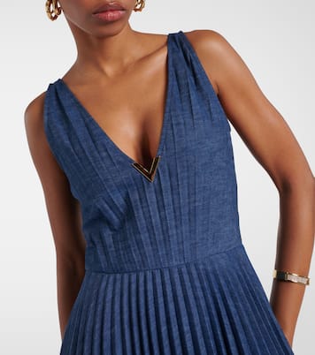 VGold plissé chambray maxi dress | Valentino