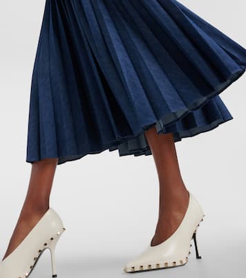 VGold plissé chambray maxi dress | Valentino