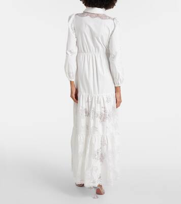Lace-trimmed cotton maxi dress | Self-Portrait