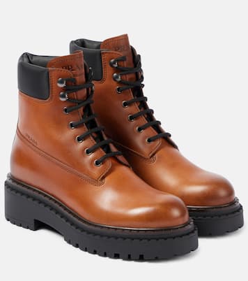 Re-Nylon and leather lace-up boots | Prada