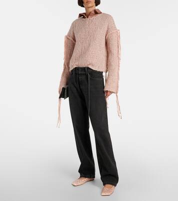 Ballerinas Ane aus Satin mit Kristallen | Amina Muaddi