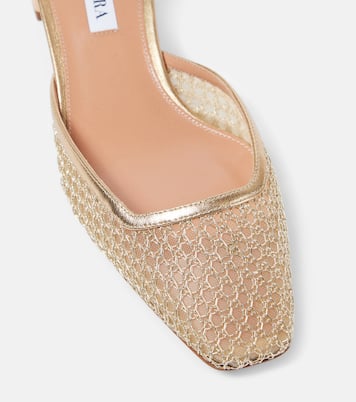 Asha 35 leather-trimmed mesh pumps | Aquazzura