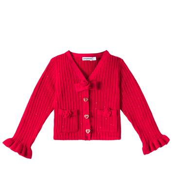 Ruffled ribbed-knit cardigan | Self-Portrait Kids
