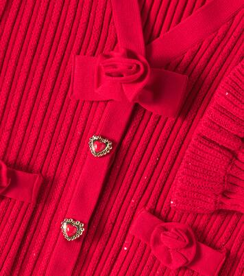 Ruffled ribbed-knit cardigan | Self-Portrait Kids