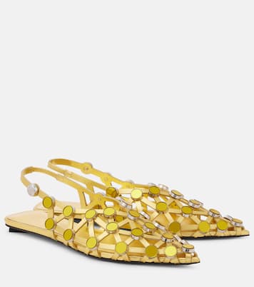 Grid metallic leather slingback flats | The Attico