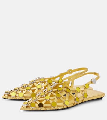 Grid metallic leather slingback flats | The Attico