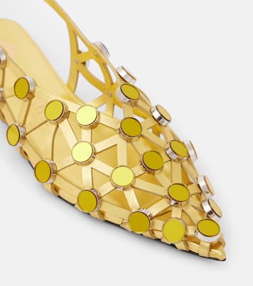 Grid metallic leather slingback flats | The Attico