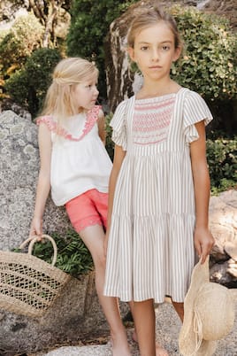Abito a righe a punto smock | Tartine et Chocolat