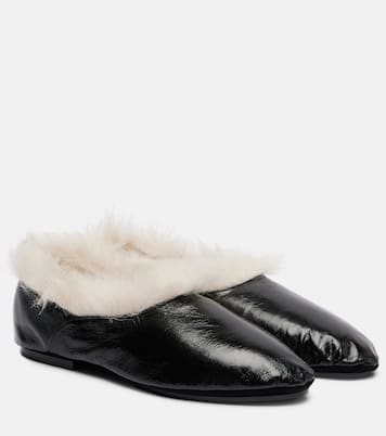 Slip-Ons aus Leder mit Shearling | Jil Sander